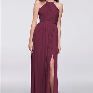 Open-Back Lace and Mesh Bridesmaid Dress